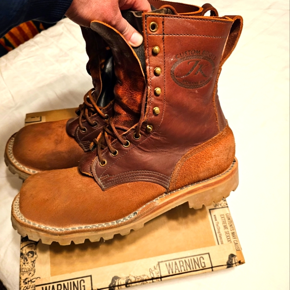 Jk ot pro  size 9.5 fits size 11-12. Composite toe in redwood